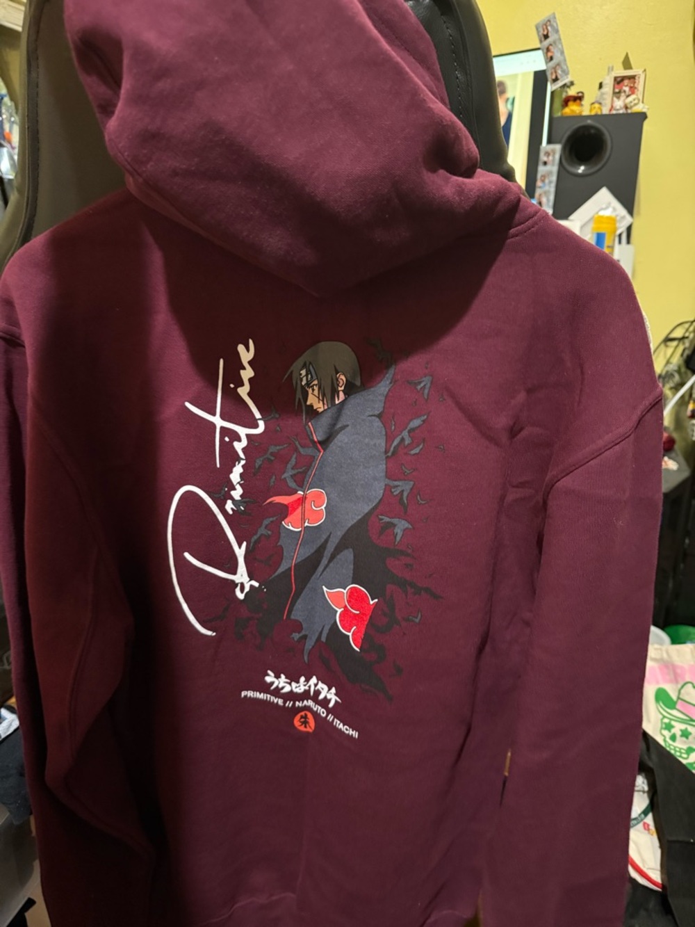 Primitive Maroon Zip-Up Hoodie with Naruto Graphic - Men’s Sweater